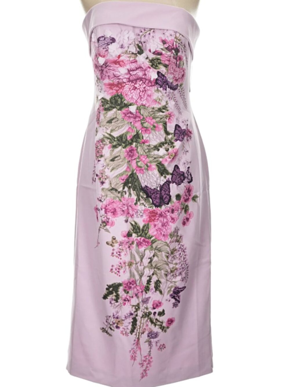 RENE BY RENE RUIZ Strapless Dress Gown Floral Butterfly Pink Purple Size 10 Tea - Picture 3 of 6